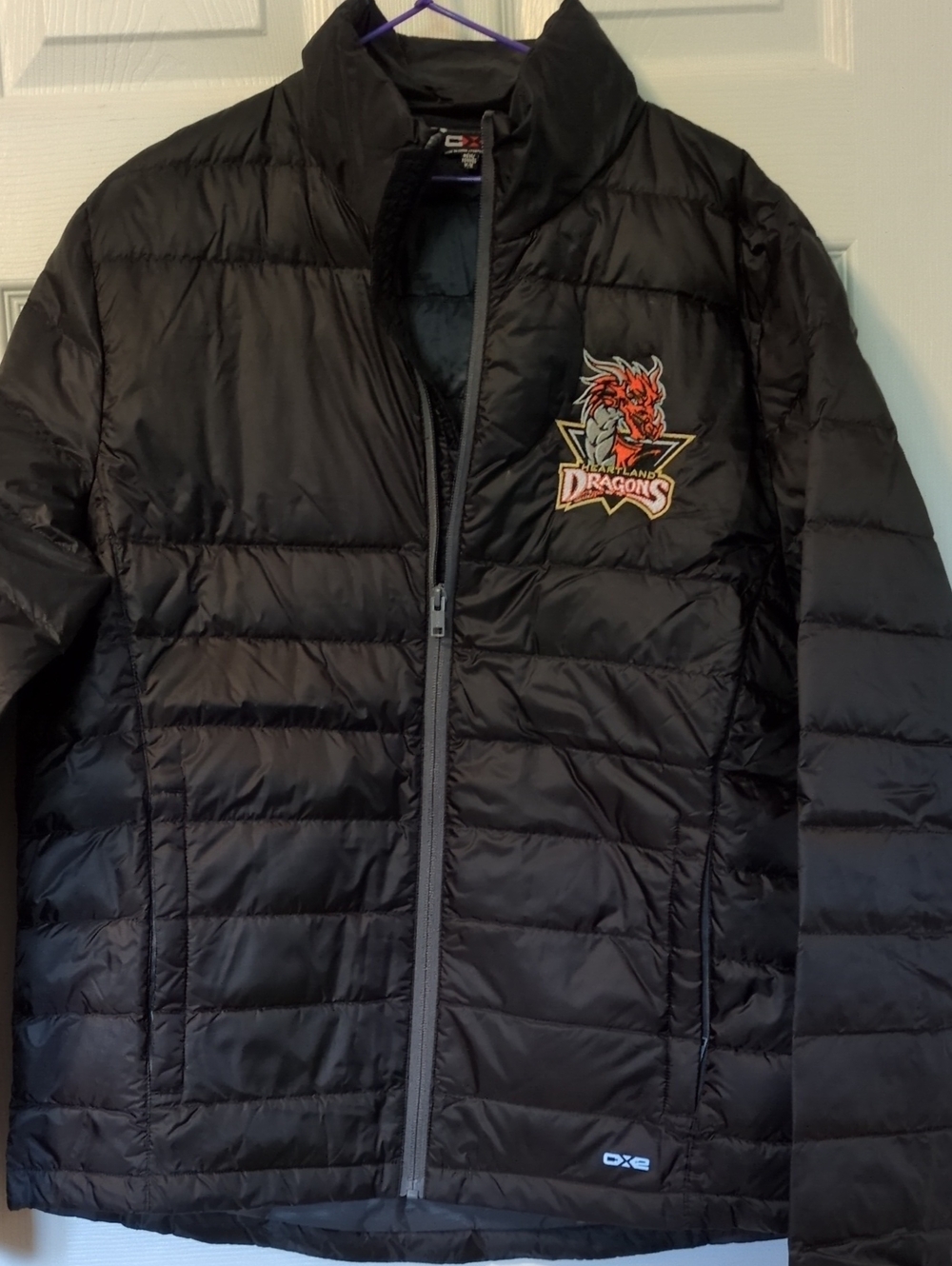 CX2 Black Puffer Jacket with Red Dragon Logo